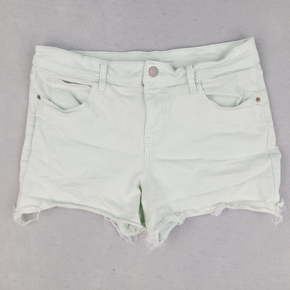 Old Navy Boyfriend Women's Shorts Size 8 Cut Off Denim Green Light Waist 30 inch